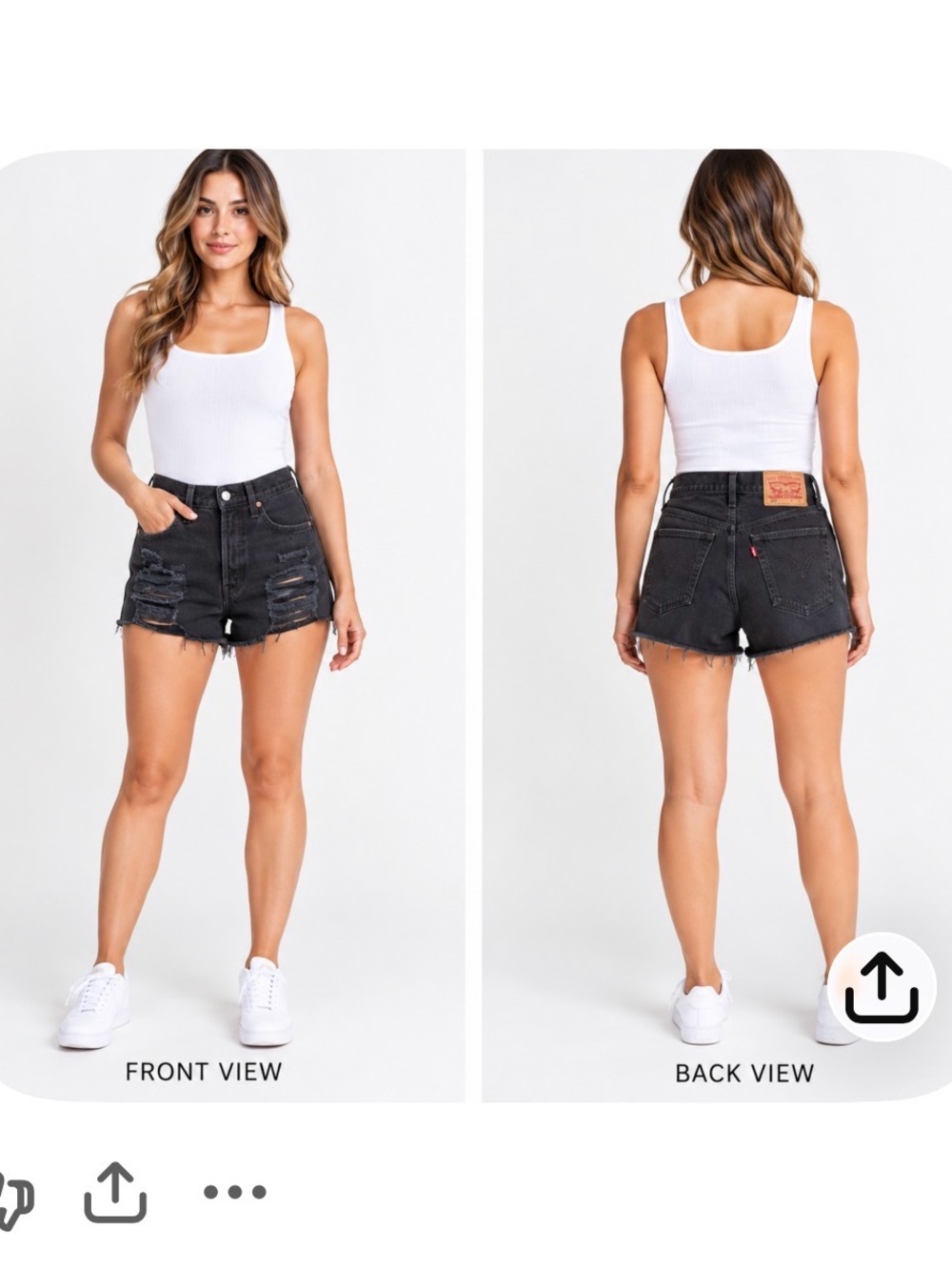 Levi's Black Ripped High-Rise Denim Shorts